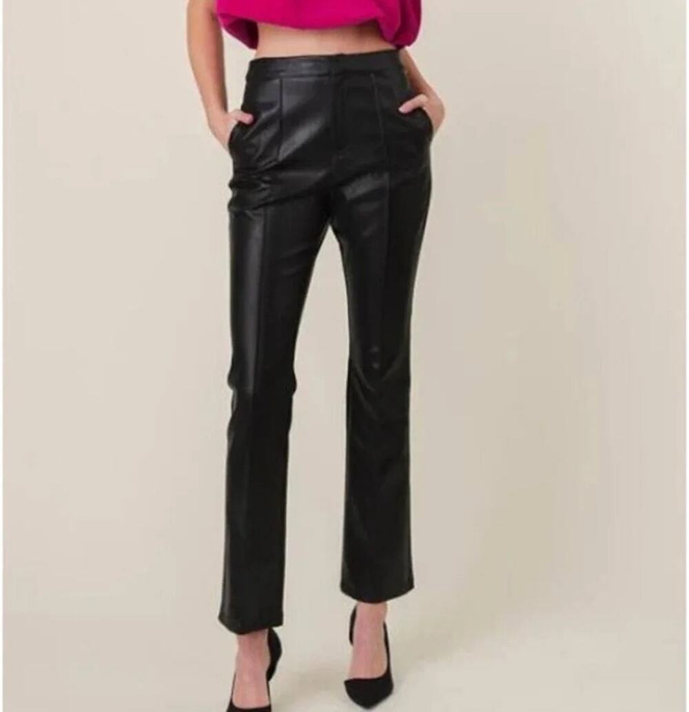 Line & Dot Pants Women's Size Medium NWT Reina Faux Leather Vegan Bootcut Flare